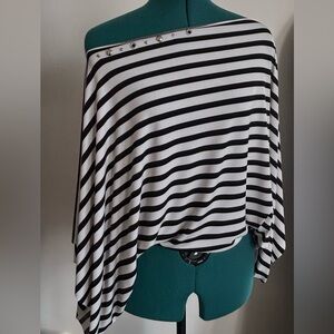 Striped off-shoulder batwing top, handmade by me